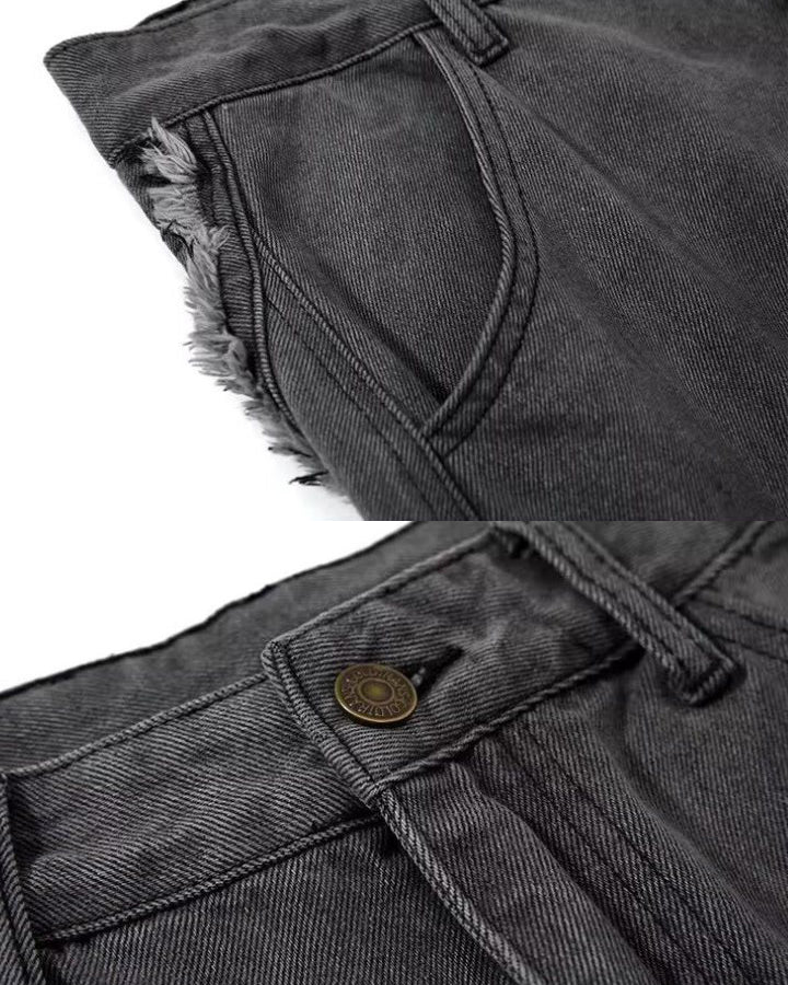 American Dark Washed Deconstructed Wide Leg Pants - Image 3