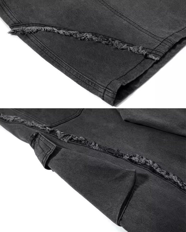 American Dark Washed Deconstructed Wide Leg Pants - Image 5
