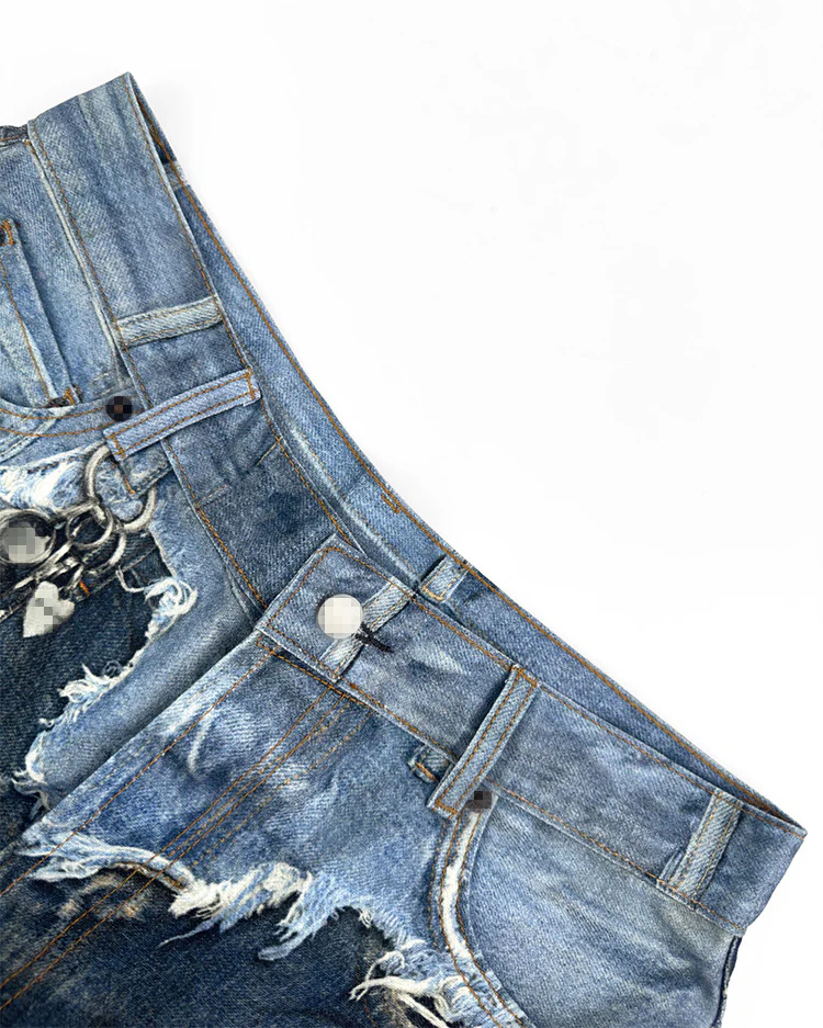 3D Print Denim Capri Shorts - Image 4