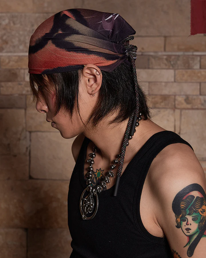 Abstract Pattern Drawstring Headscarf - Image 2