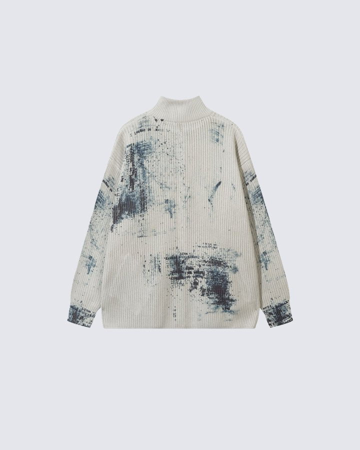 Abstract Print Knitted Jacket - Image 2