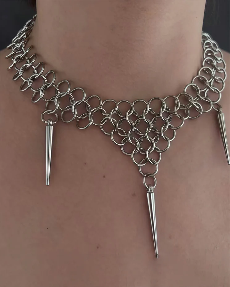 Alloy Chain Necklace with Spikes - Image 2