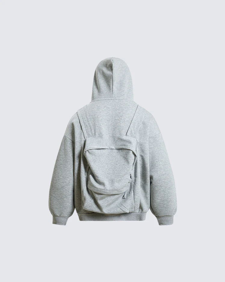 American 3D Backpack Hooded Zip-Up Sweatshirt