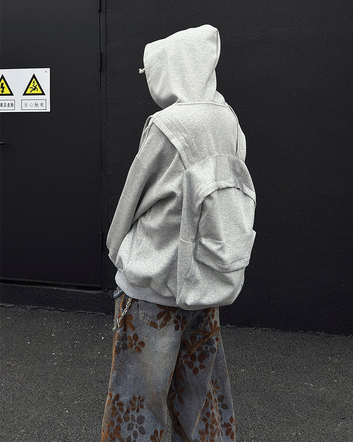 American 3D Backpack Hooded Zip-Up Sweatshirt - Image 2
