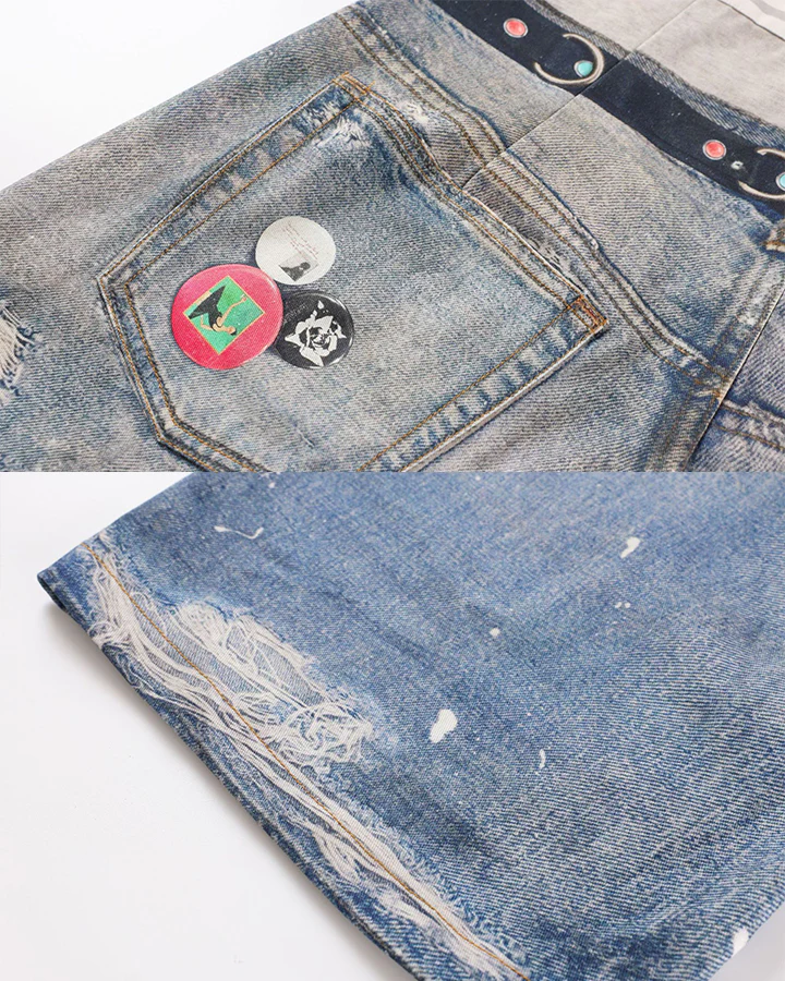 American 3D Digital Print Double Waistband Jeans - Image 11