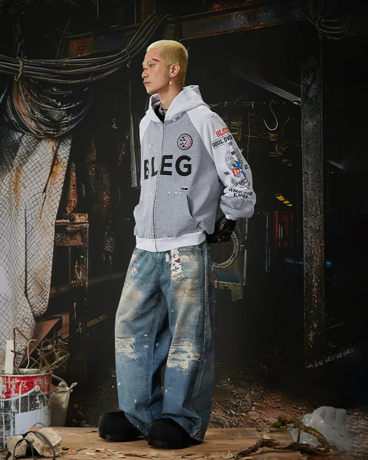 American 3D Digital Print Double Waistband Jeans - Image 3