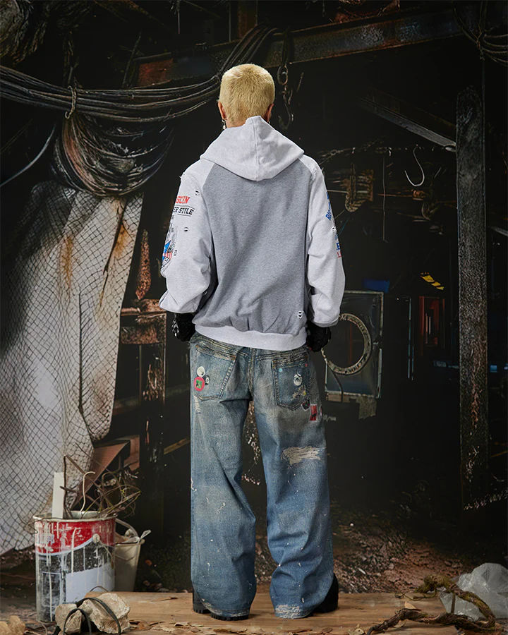 American 3D Digital Print Double Waistband Jeans - Image 5