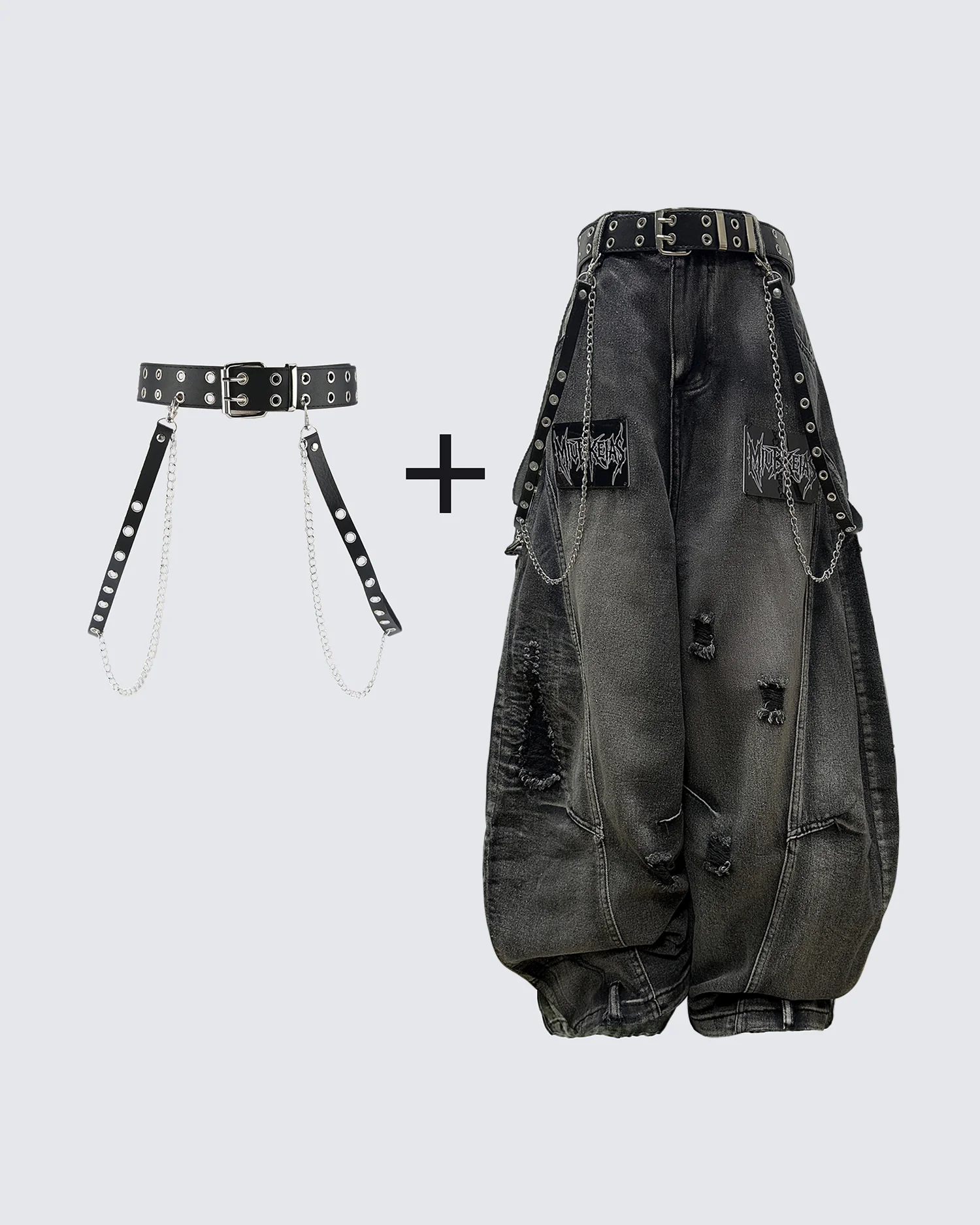 American Avant-Garde Distressed Letter Wide-Leg Jeans - Image 5