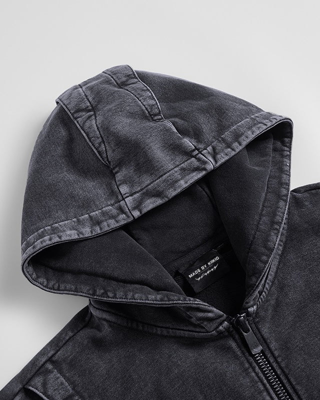 American Avant-Garde Washed Distressed Deconstructed Armor Hoodie Set - Image 5