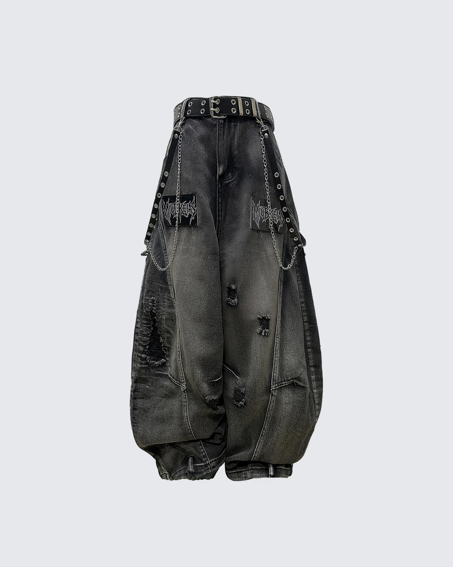 American Avant-Garde Washed Distressed Deconstructed Armor Hoodie Set - Image 9