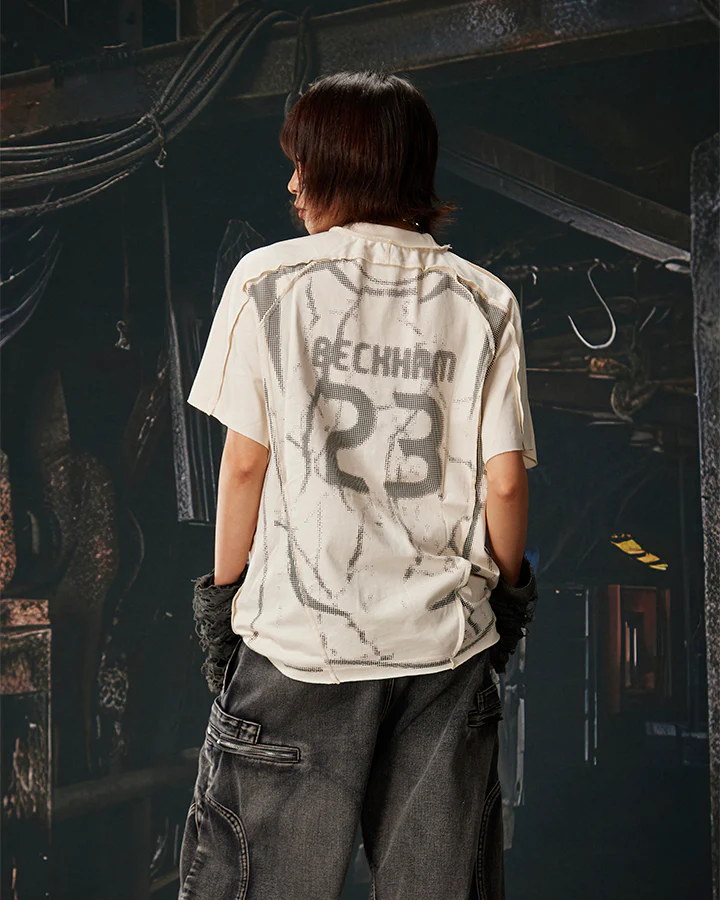 American Black Mesh Number Print Tee - Image 11