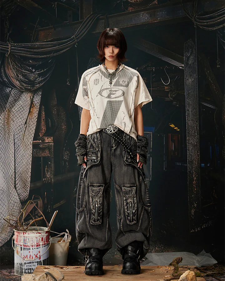 American Black Mesh Number Print Tee - Image 12