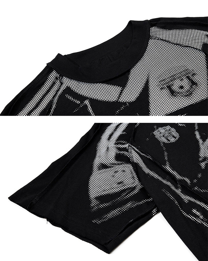 American Black Mesh Number Print Tee - Image 14