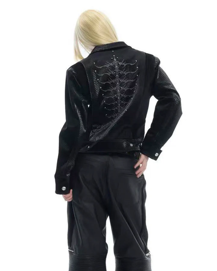 American Cropped Leather Jacket - Image 5