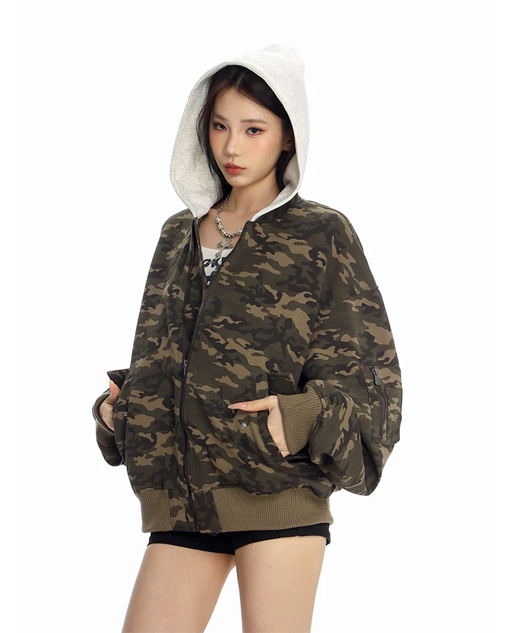 American Fake Two-Piece Patchwork Hooded Jacket - Image 2