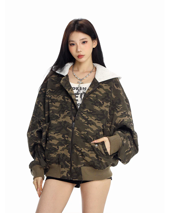 American Fake Two-Piece Patchwork Hooded Jacket - Image 4