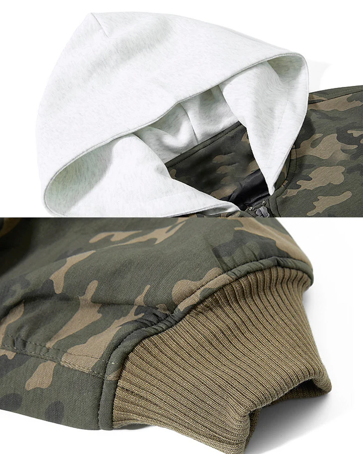 American Fake Two-Piece Patchwork Hooded Jacket - Image 7
