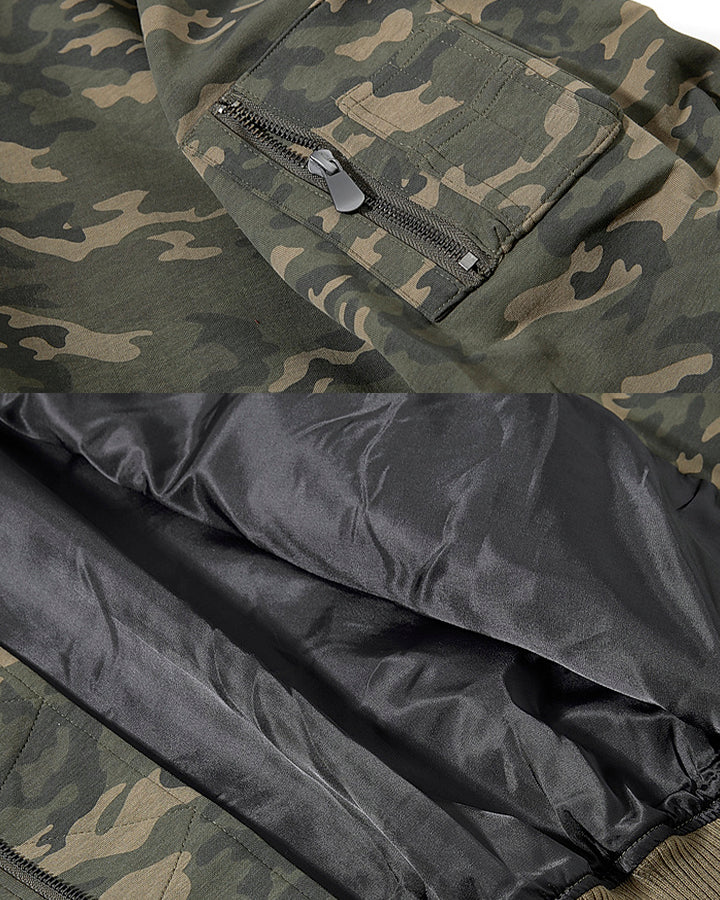 American Fake Two-Piece Patchwork Hooded Jacket - Image 8