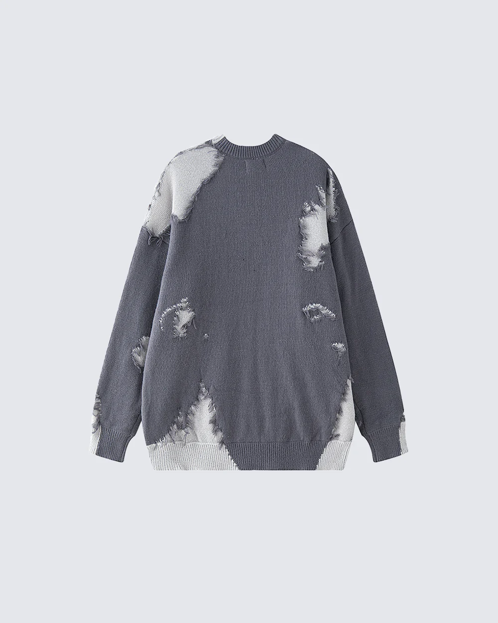 American High Street Hip-Hop Patchwork Frayed Sweater - Image 3