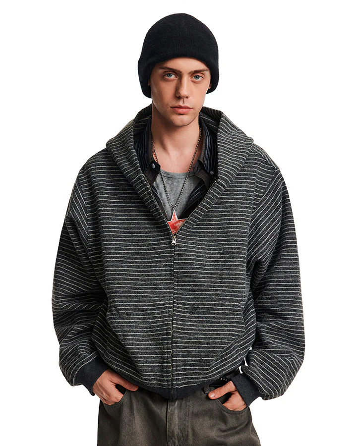 American High-Street Striped Hooded Sweatshirt - Image 3