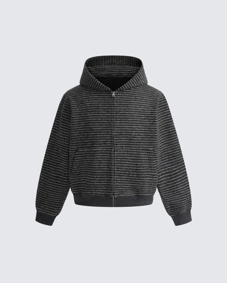 American High-Street Striped Hooded Sweatshirt - Image 4
