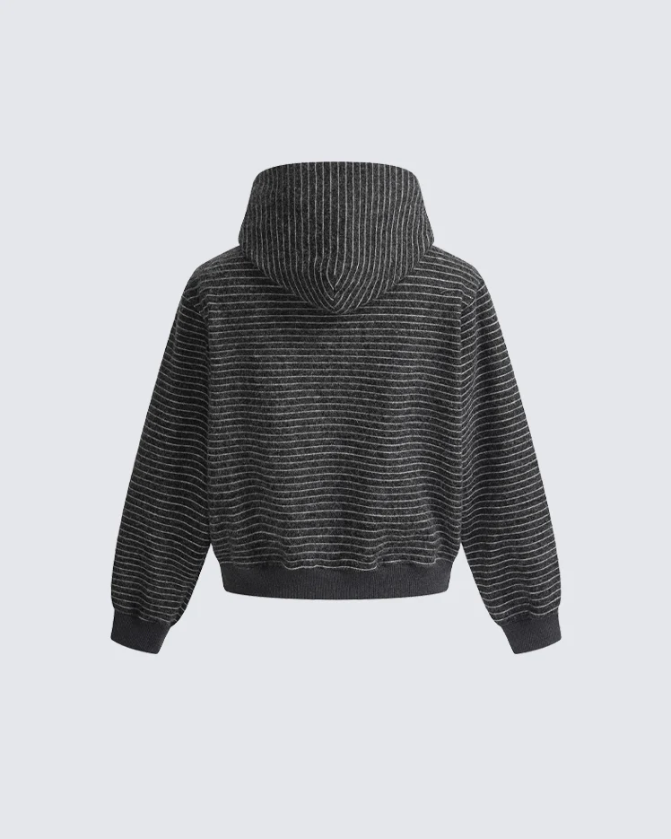 American High-Street Striped Hooded Sweatshirt - Image 5