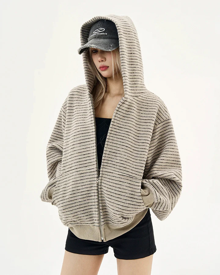 American High-Street Striped Hooded Sweatshirt - Image 8