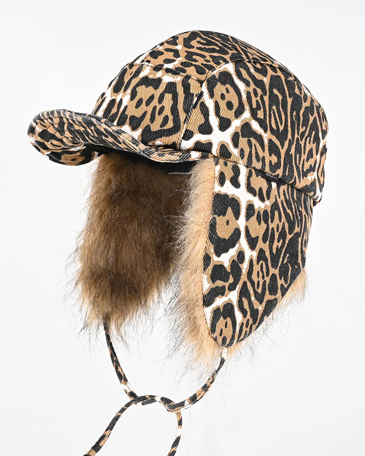 American Leopard Print Plush Trapper Cap - Image 2