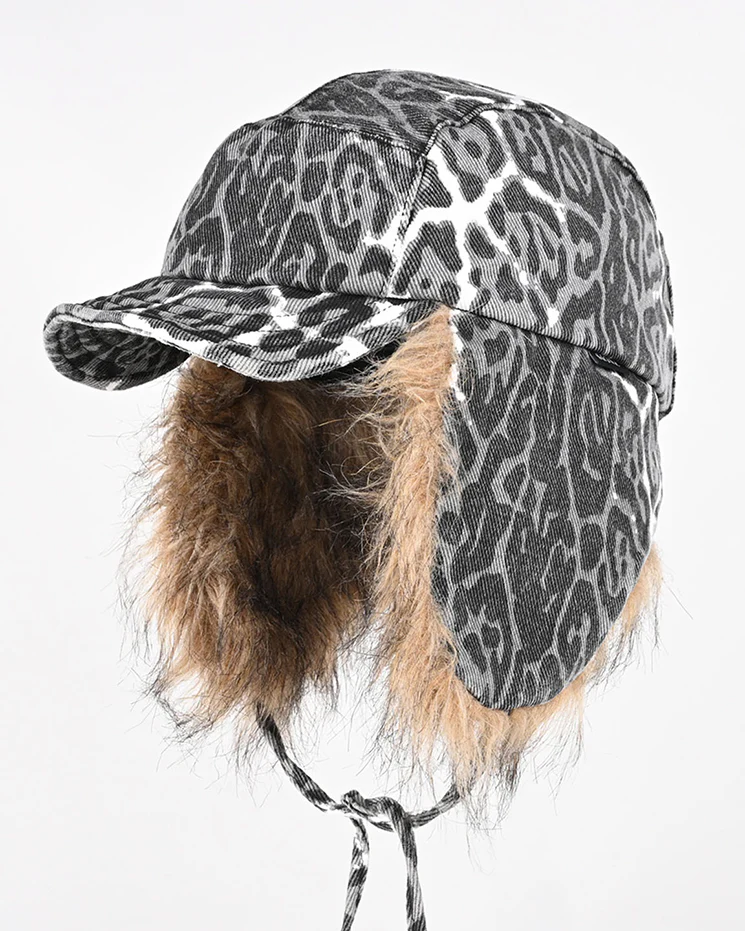 American Leopard Print Plush Trapper Cap - Image 3