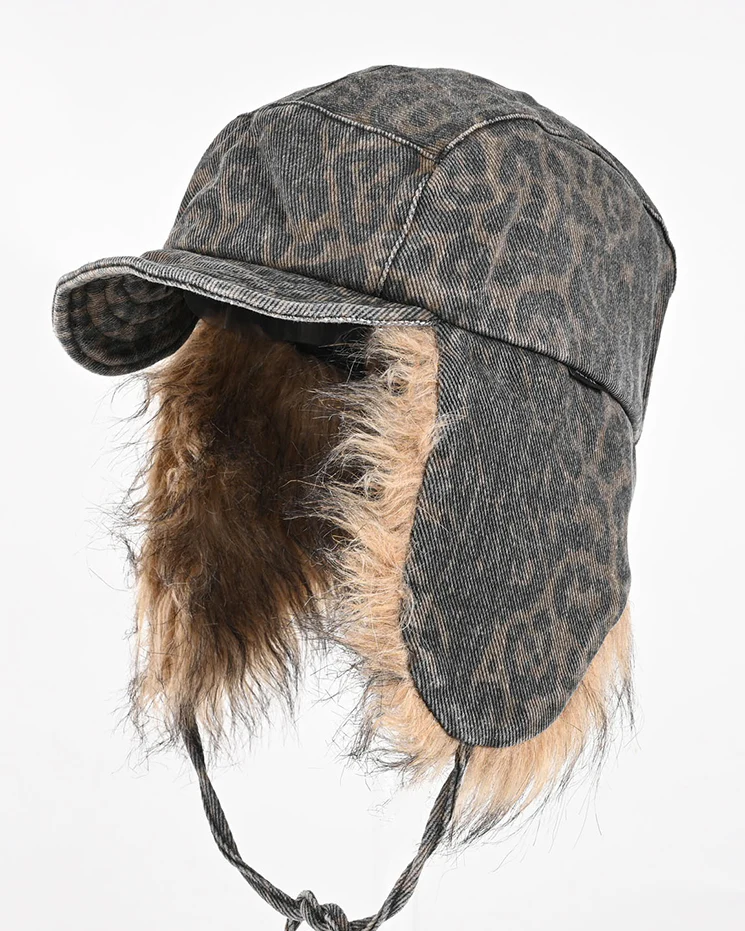 American Leopard Print Plush Trapper Cap - Image 4