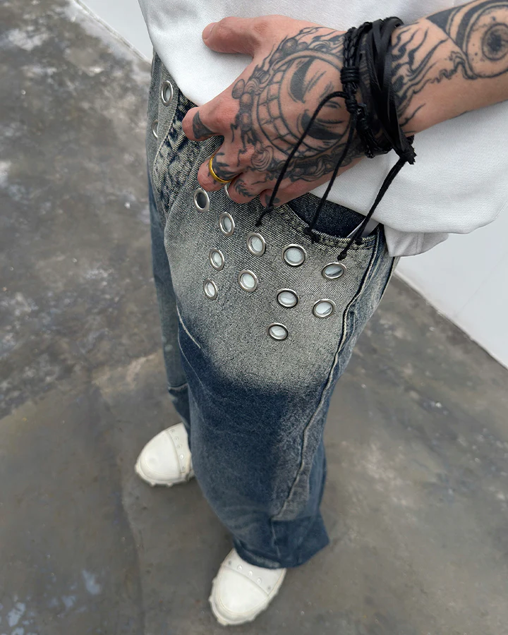 American Punk Metal Blade Denim Pants - Image 4