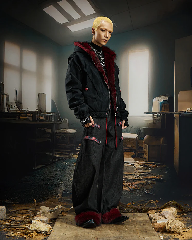 American Retro Fur-Collar Fleece-Lined Cotton Jacket - Image 4