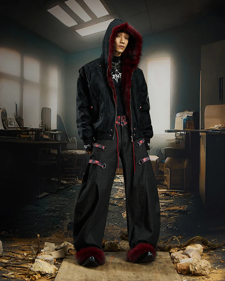 American Retro Fur-Collar Fleece-Lined Cotton Jacket - Image 5