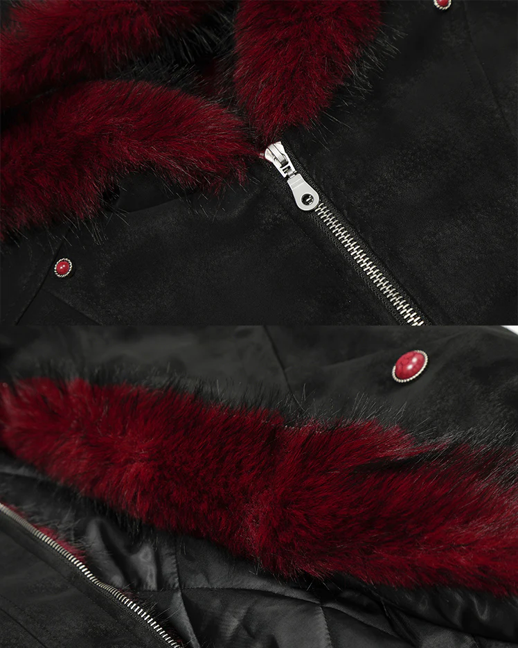 American Retro Fur-Collar Fleece-Lined Cotton Jacket - Image 8