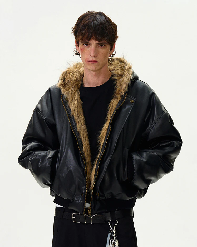 American Retro Reversible Thick Eco PU Leather Jacket - Image 6