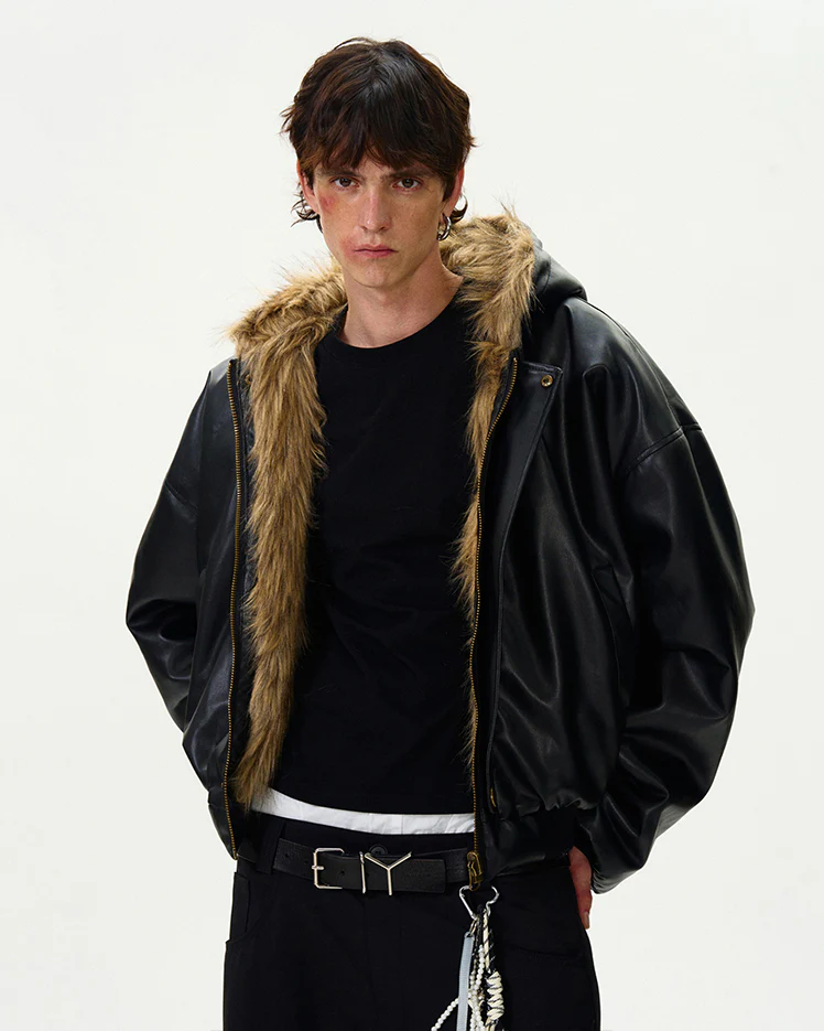American Retro Reversible Thick Eco PU Leather Jacket - Image 7