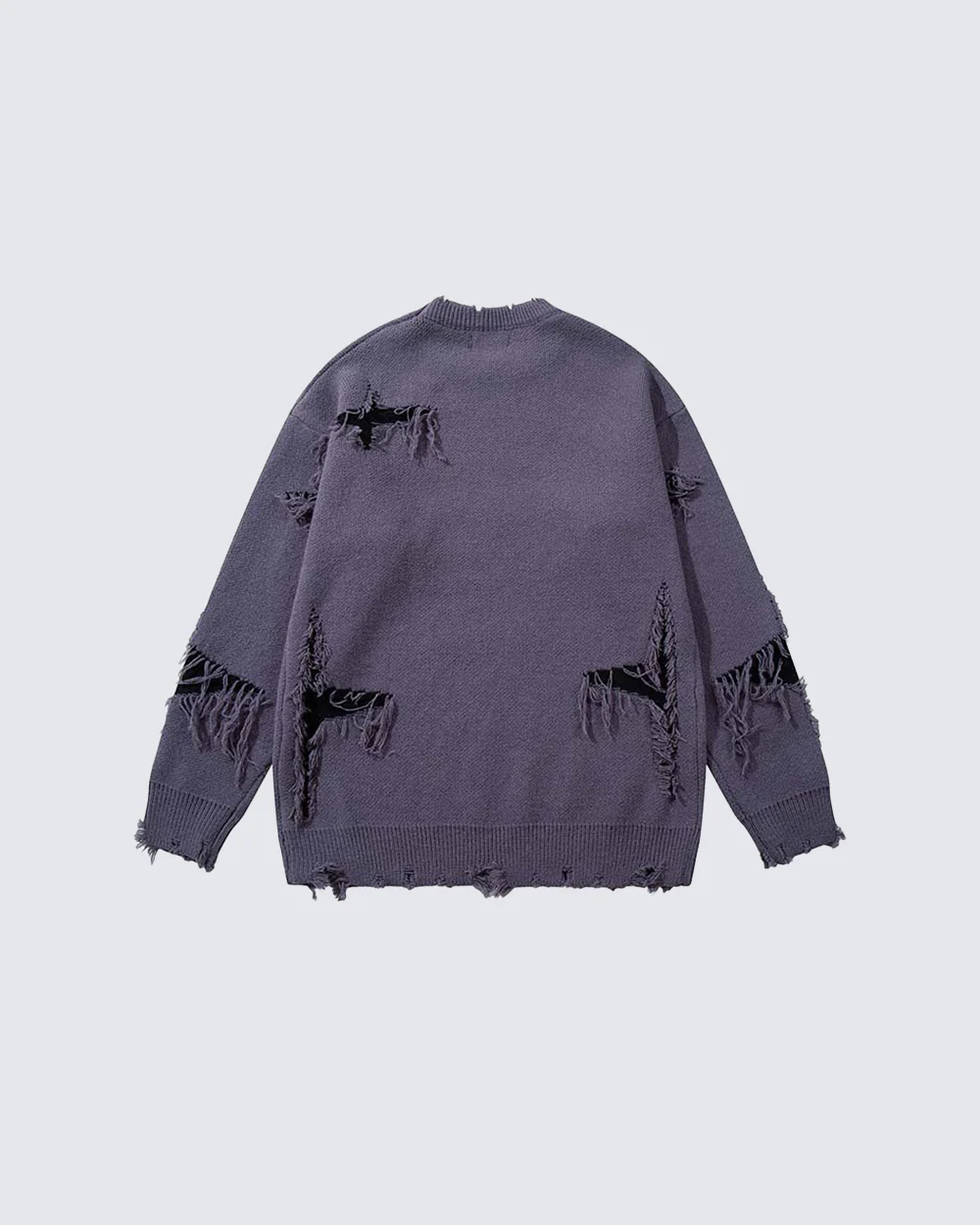 American Retro Skull Jacquard Raw-Edge Long-Sleeve Sweater - Image 3