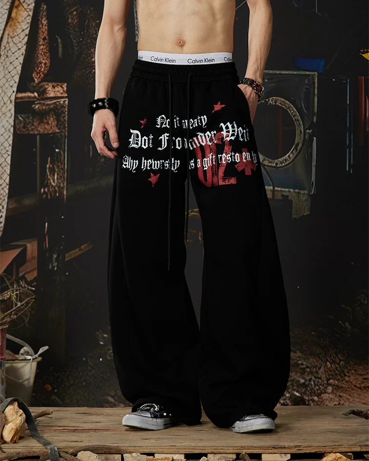 American Retro Street Graphic Star Print Sweatpants - Image 11