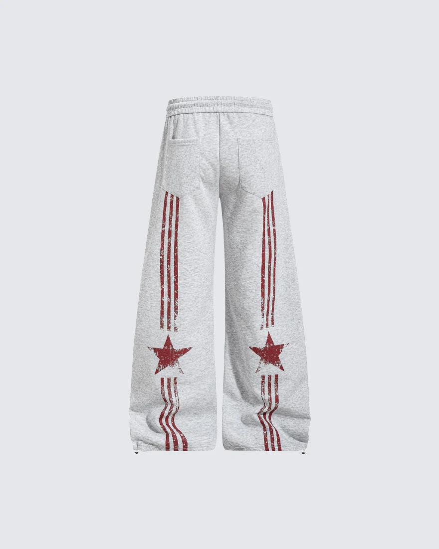American Retro Street Graphic Star Print Sweatpants - Image 13