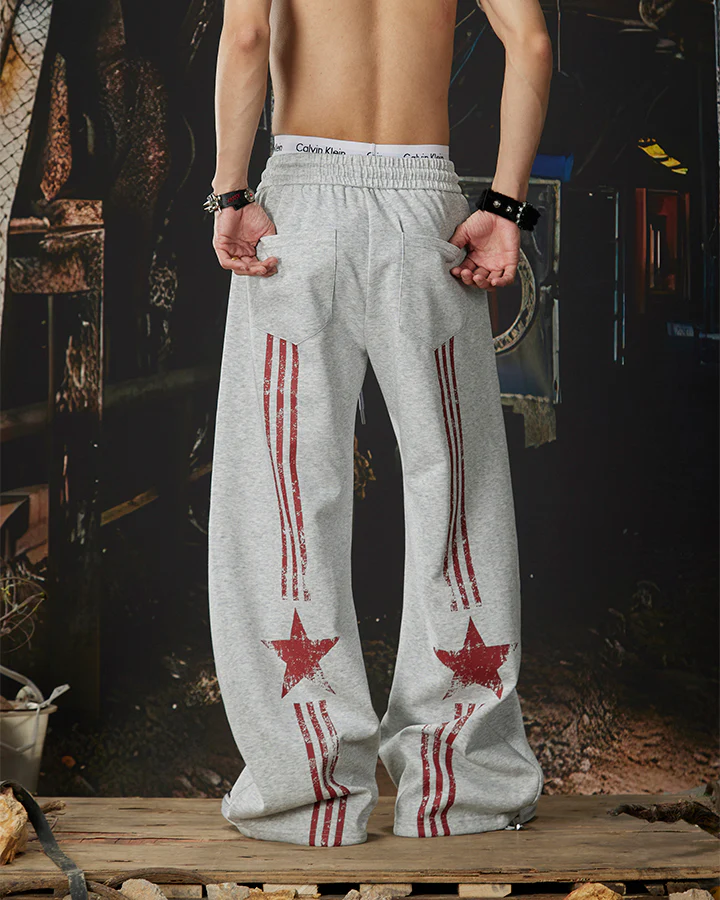American Retro Street Graphic Star Print Sweatpants - Image 14