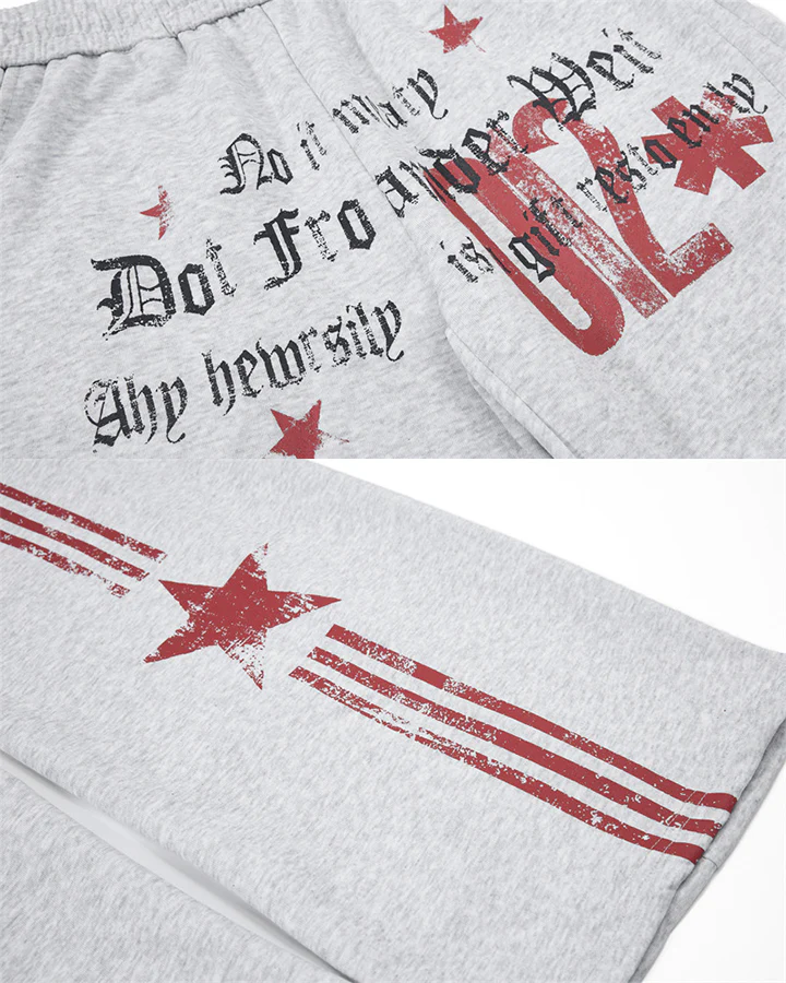 American Retro Street Graphic Star Print Sweatpants - Image 15