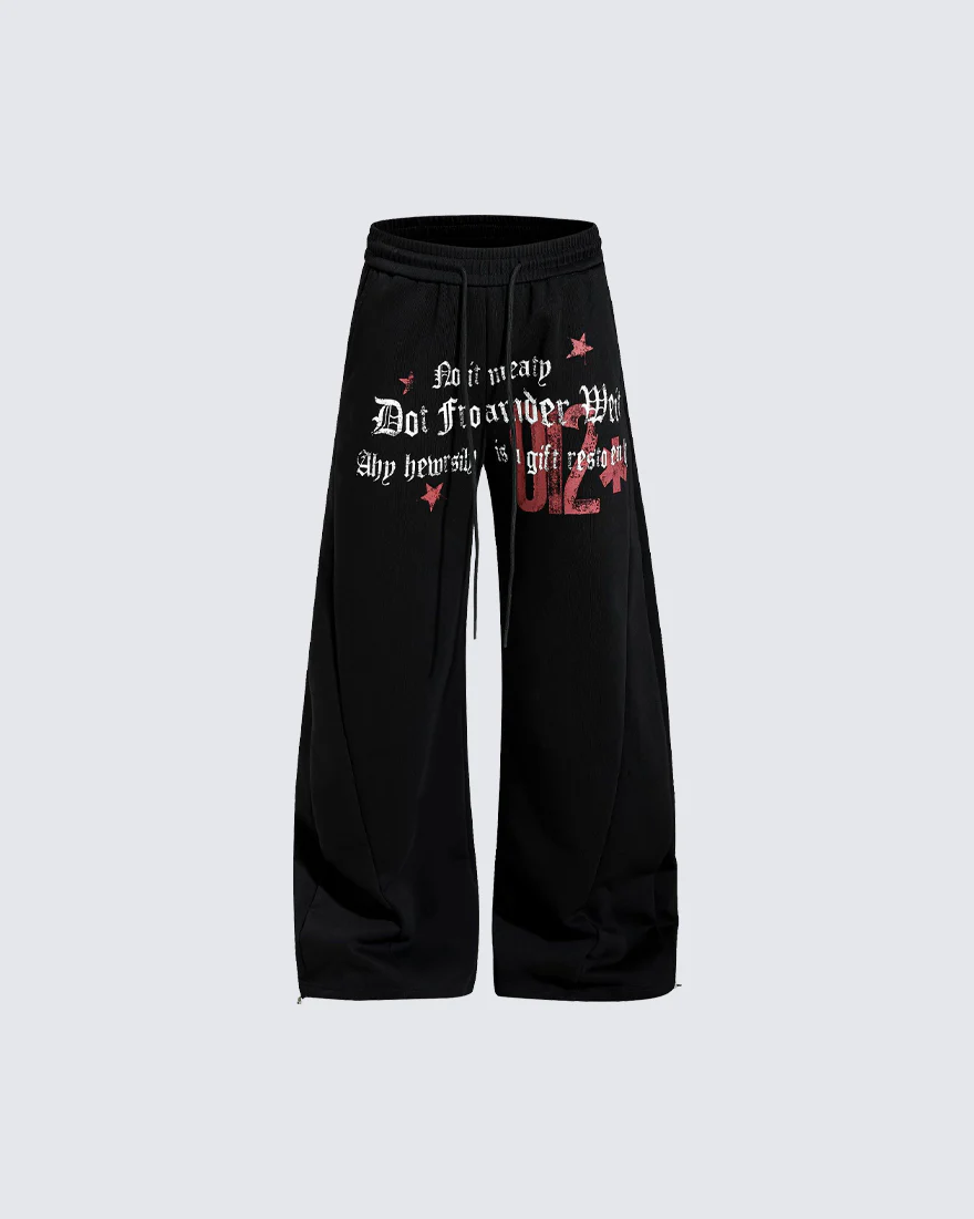 American Retro Street Graphic Star Print Sweatpants - Image 2
