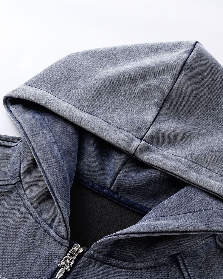 American Street Distressed Print Zip-Up Hoodie - Image 3