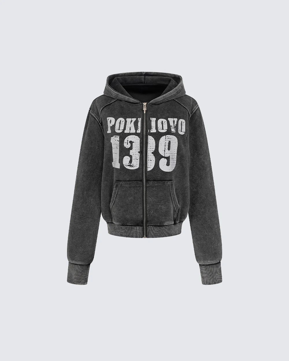 American Street Distressed Print Zip-Up Hoodie - Image 7