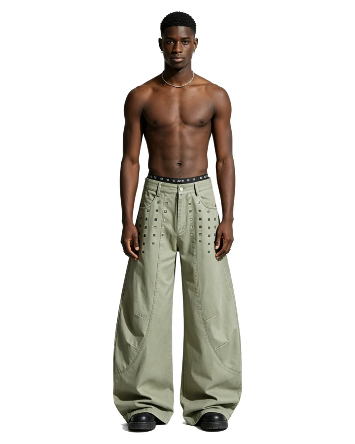 American Street Studded Wide-Leg Cargo Pants - Image 4
