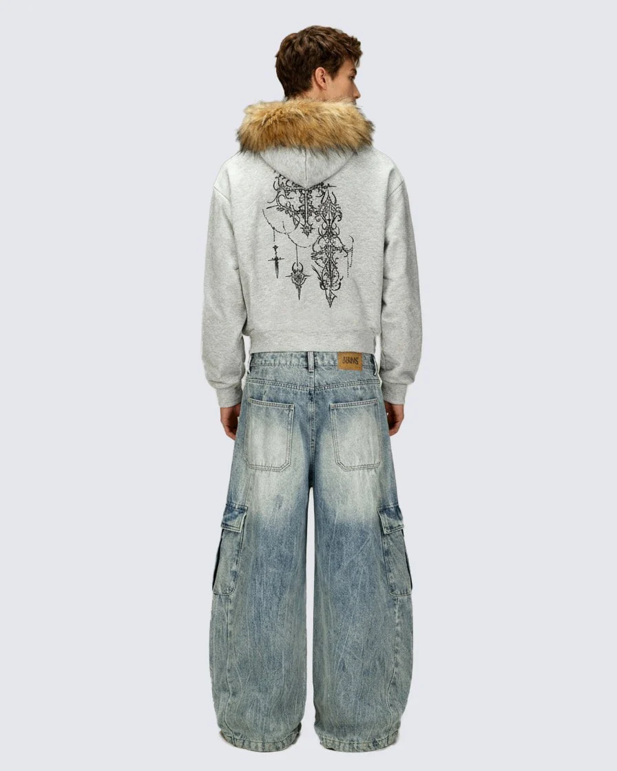 American Street Style Printed Hoodie Jacket - Image 3