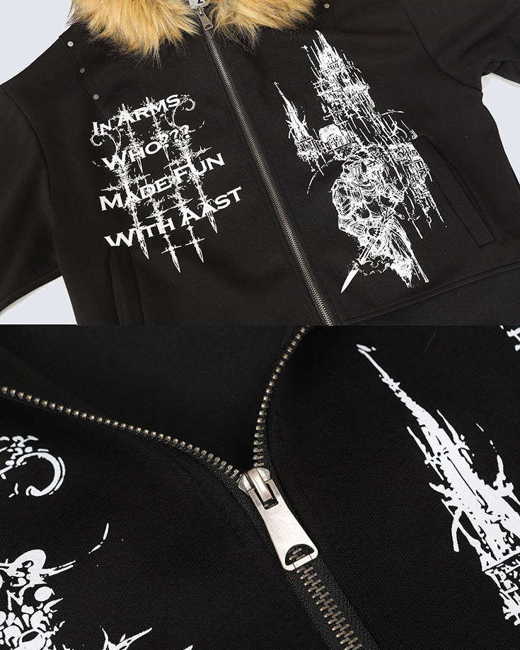 American Street Style Printed Hoodie Jacket - Image 7