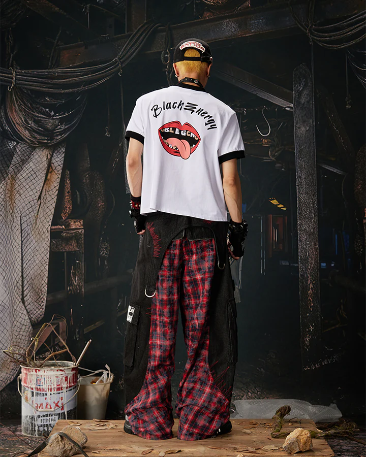 American Style Lip Print Regular-Shoulder T-Shirt - Image 7
