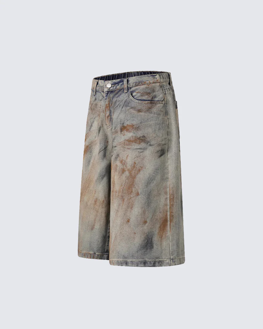 American Vintage Dirty Wash Loose Fit Denim Shorts - Image 2
