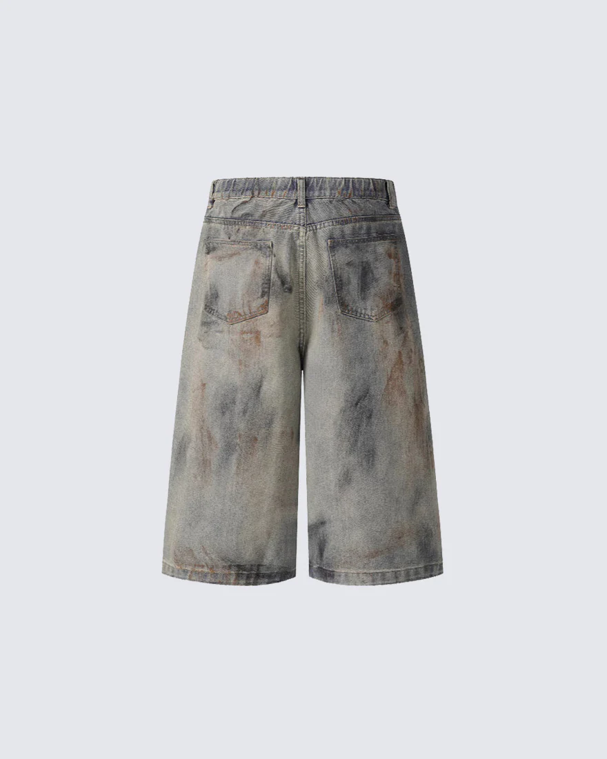 American Vintage Dirty Wash Loose Fit Denim Shorts - Image 3